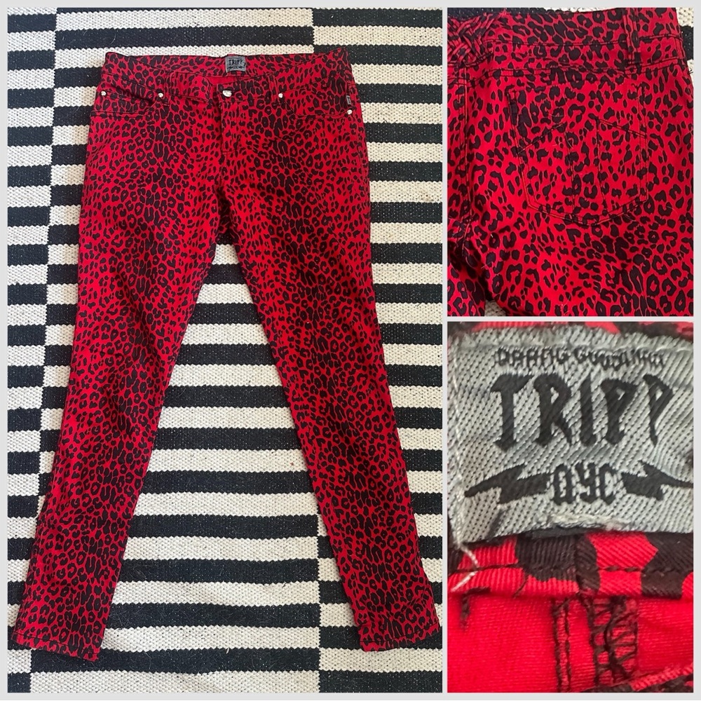 Tripp NYC red animal print leopards pants